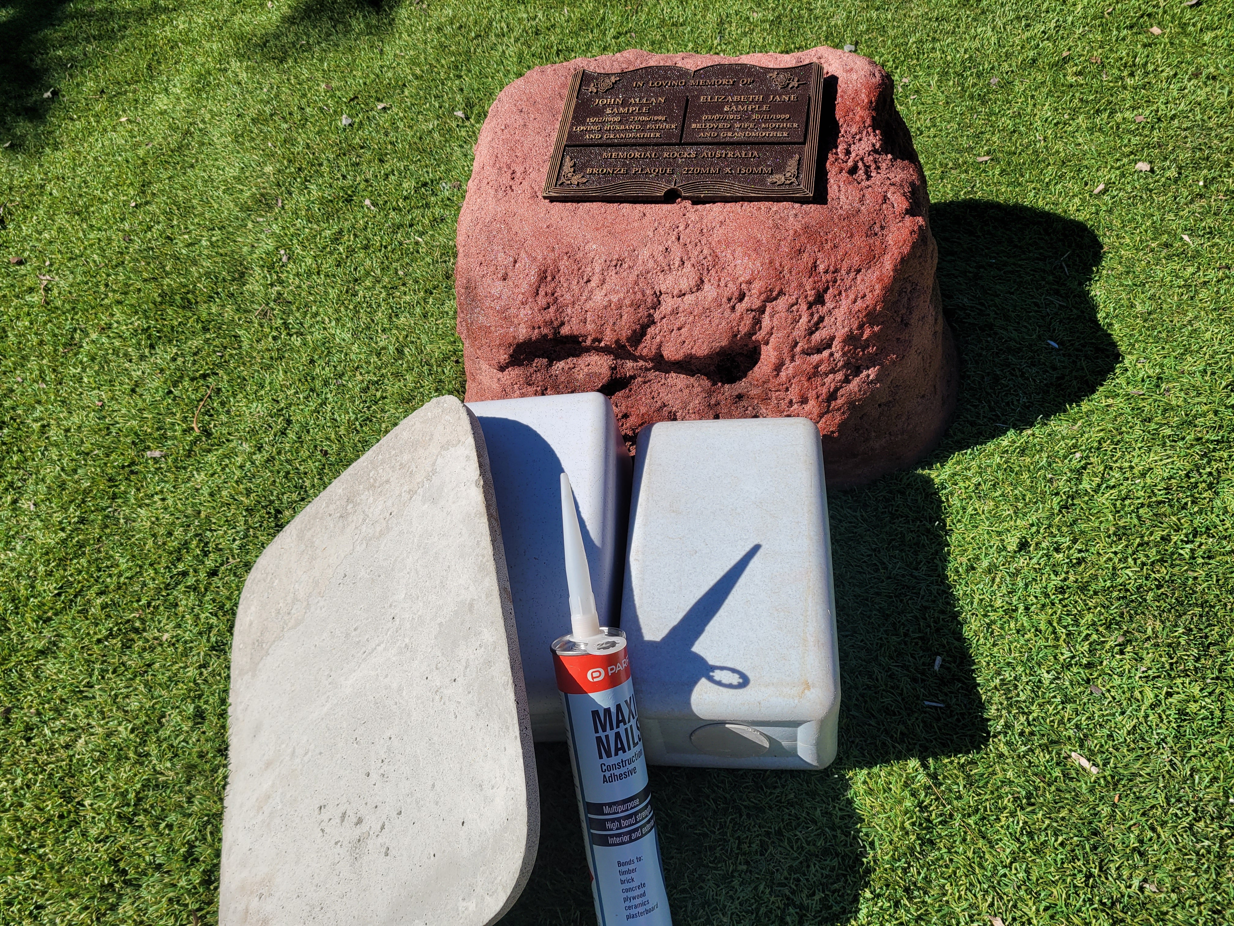 Memorial Rock Urn 1866 Large Double Pink / Red