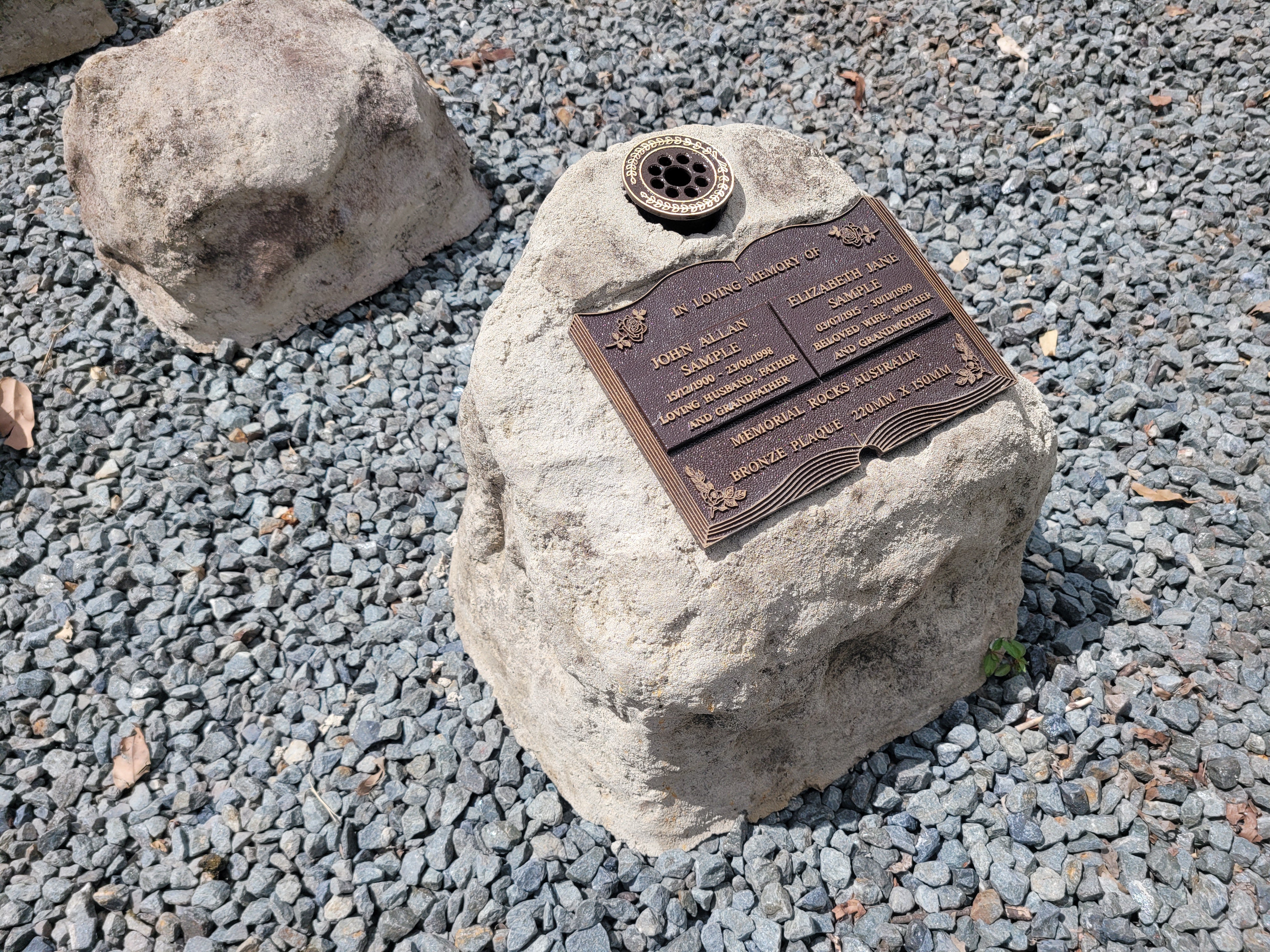 Large Memorial Rock Urn with Vase. 2054 Novelty