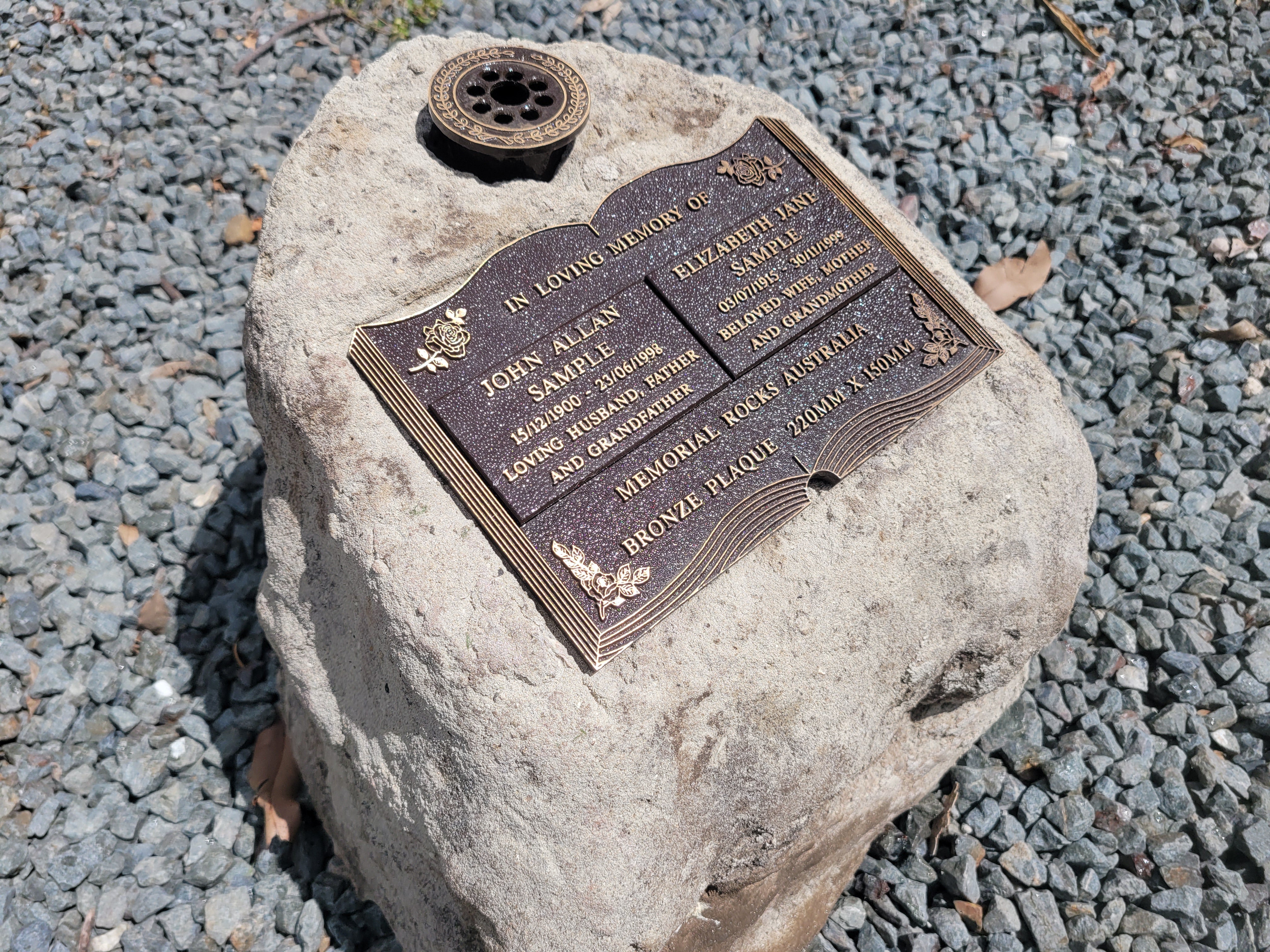 Large Memorial Rock Urn with Vase. 2055 Novelty