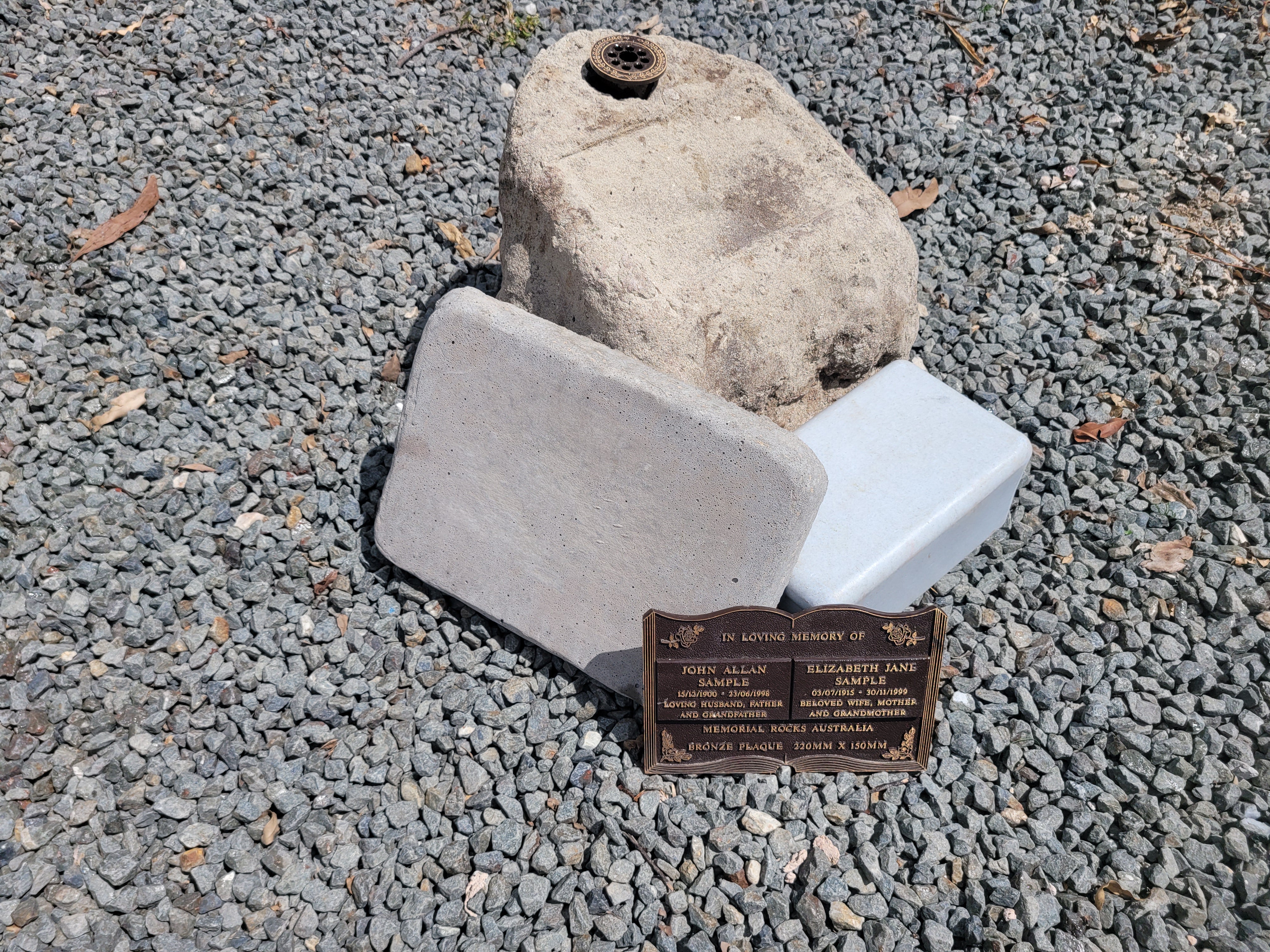 Large Memorial Rock Urn with Vase. 2055 Novelty