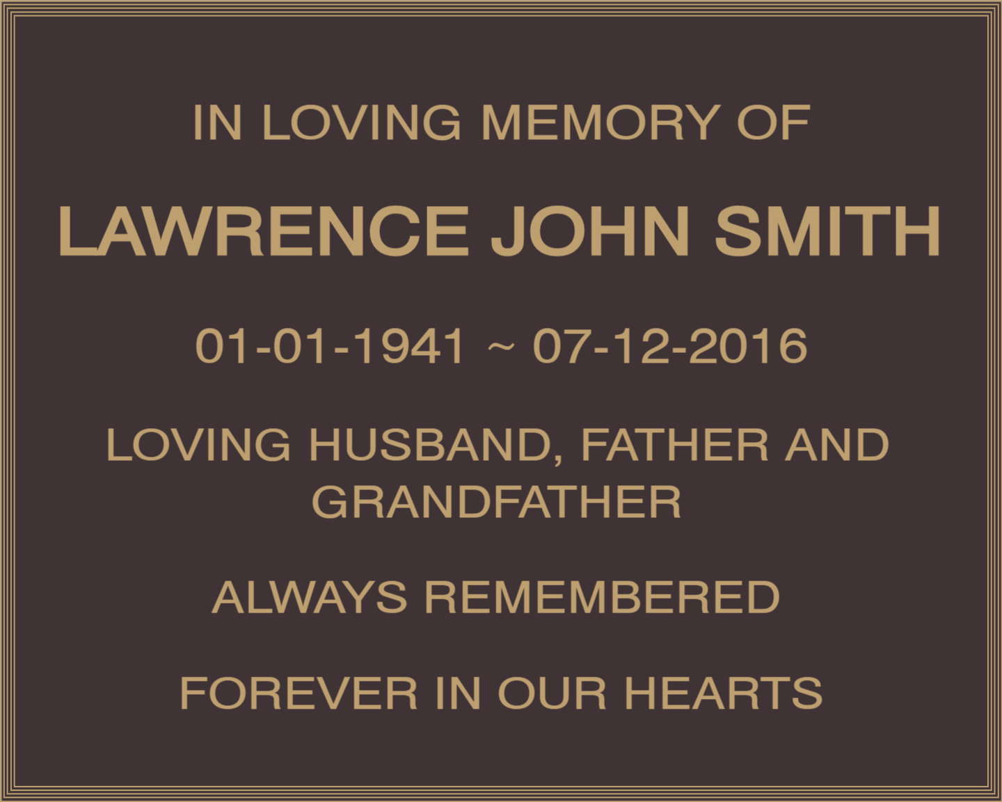 Quality Bronze Plaque Size 250mm x 200mm